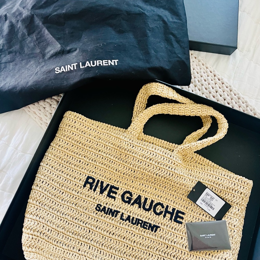 Rive Gauche YSL Raffia Tote Bag
